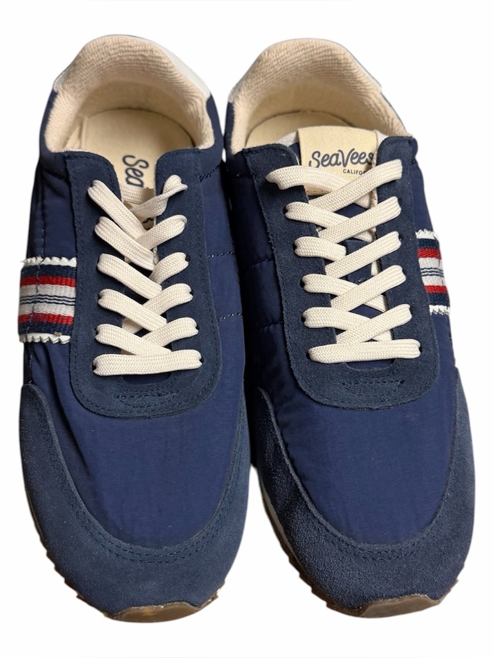 SeaVees Navy Canvas & Suede Low-Top Sneakers with Cream Laces